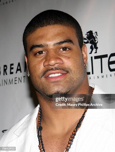 Player Shawne Merriman arrives at the Shawne Merriman back to camp party at the Sugar Night Club in Los Angeles, California on July 22, 2007.