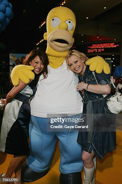 Kathleen De Leon and Kellie Hogart from "Hi Five" arrive on the yellow carpet at "The Simpsons Movie" Australian premiere at Hoyts Entertainment...