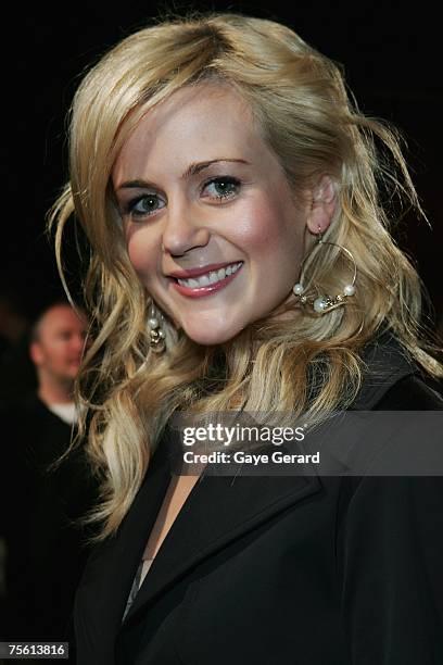 Actress Rachel Carpani arrives on the yellow carpet at "The Simpsons Movie" Australian premiere at Hoyts Entertainment Quarter, Moore Park on July...