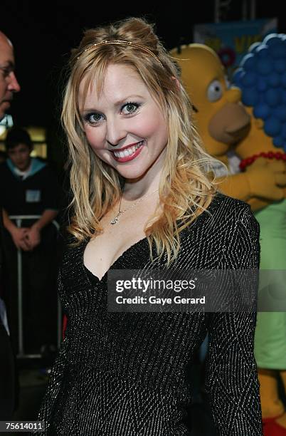 Charli Robinson from "Hi Five" arrives on the yellow carpet at "The Simpsons Movie" Australian premiere at Hoyts Entertainment Quarter, Moore Park on...