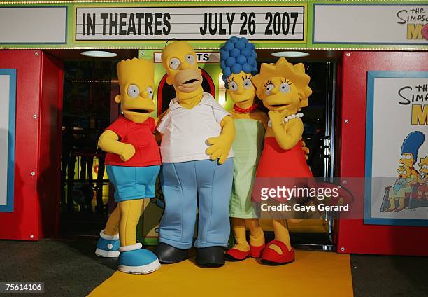 Simpsons Characters pose on the yellow carpet at "The Simpsons Movie" Australian premiere at Hoyts Entertainment Quarter, Moore Park on July 24, 2007...