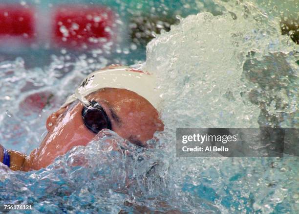 Janet Evans of the United States competes in the Women's 800 metres Freestyle event at the XXVI Summer Olympic Games on 25 July 1996 at the Georgia...