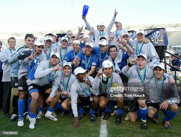 The San Jose Earthquakes celebrate their victory over the Chicago Fire. The San Jose Earthquakes defeat the Chicago Fire 4-2 in the MLS Cup at the...