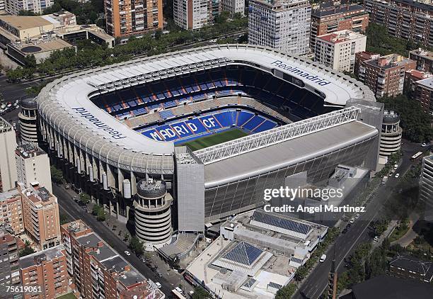 An aerial view of Real Madrid's Santiago Bernabeu stadium on July 23, 2007 in Madrid, Spain