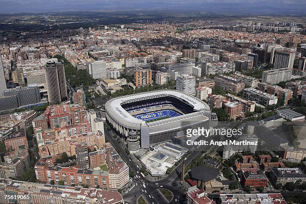 An aerial view of Real Madrid's Santiago Bernabeu stadium on July 23, 2007 in Madrid, Spain