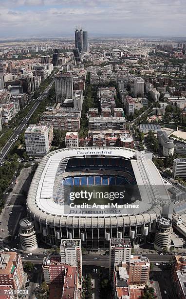 An aerial view of Real Madrid's Santiago Bernabeu stadium on July 23, 2007 in Madrid, Spain