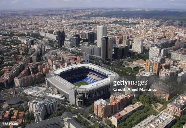 An aerial view of Real Madrid's Santiago Bernabeu stadium on July 23, 2007 in Madrid, Spain