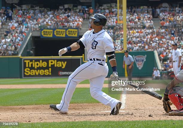 Gary Sheffield of the Detroit Tigers bats during the game against the Boston Red Sox at Comerica Park in Detroit, Michigan on July 8, 2007. The...