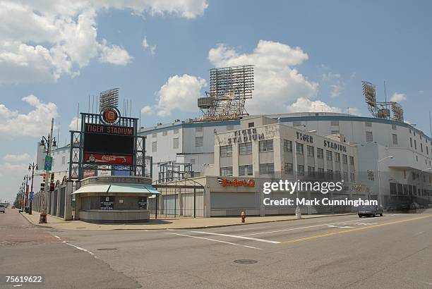 General view of Detroit's Tiger Stadium past home of the Detroit Tigers in Detroit, Michigan on July 6, 2007.