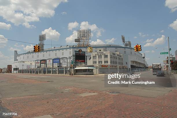 General view of Detroit's Tiger Stadium past home of the Detroit Tigers in Detroit, Michigan on July 6, 2007.