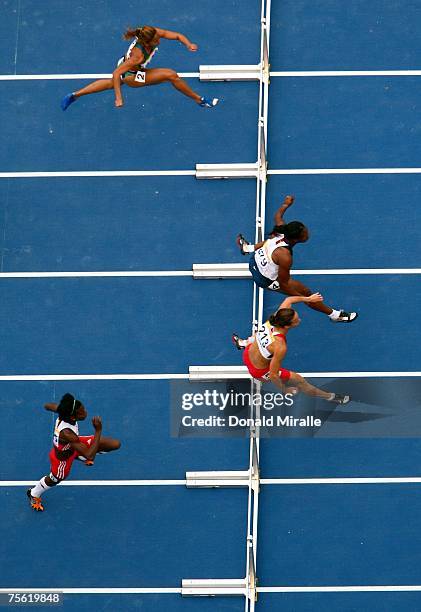 Lucimara Silva of Brazil, Virginia Johnson of the United States of America, Jessica Zelinka of Canada and Gretchen Quintana of Cuba compete in the...