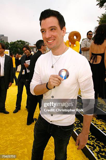 Singer JC Chasez arrives to "The Simpsons Movie" premiere at The Mann Village Theaters on July 24, 2007 in Westwood, California.