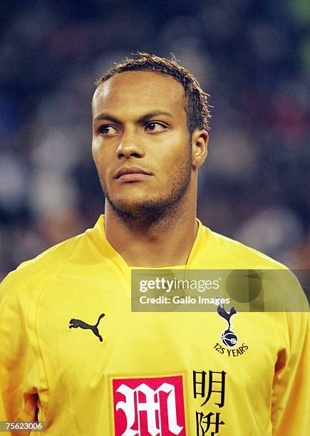 Younus Kaboul of Spurs looks on before the 2007 Vodacom Challenge match between Orlando Pirates and Tottenham Hotspur held at the Newlands Stadium on...