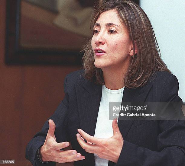 Colombian Independent Party presidential candidate Ingrid Betancourt speaks during an interview with the El Espectador newspaper in Bogota in this...