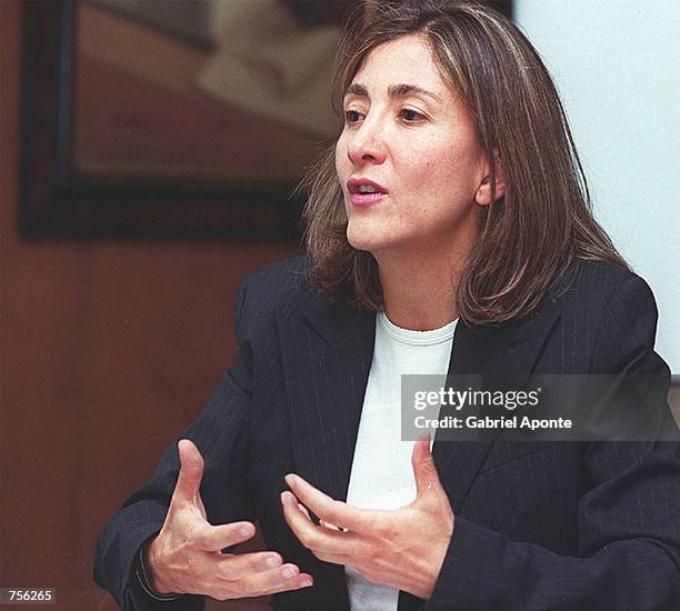 Colombian Independent Party presidential candidate Ingrid Betancourt speaks during an interview with the El Espectador newspaper in Bogota in this...