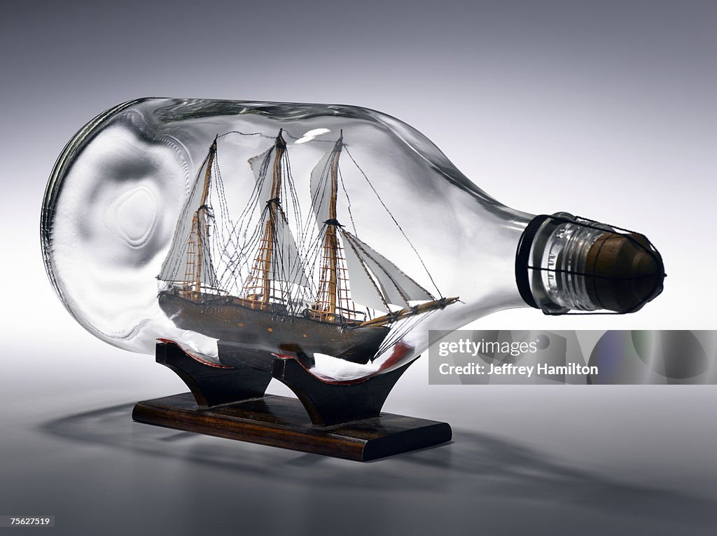 Sailing ship in bottle