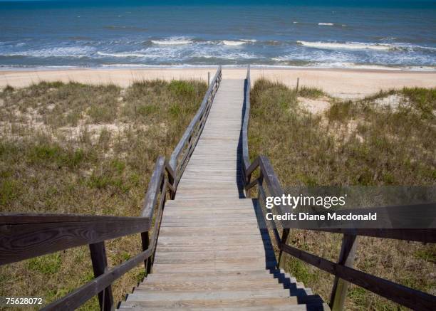 boardwalk leading down to sandy beach and sea - sandy macdonald stock pictures, royalty-free photos & images