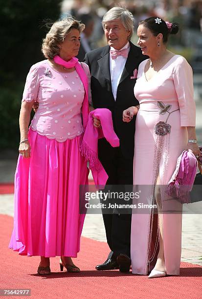 Christa Clarin, Christian Wolff and his wife Marina arrive for the premiere of the Richard Wagner festival on July 25, 2007 in Bayreuth, Germany.