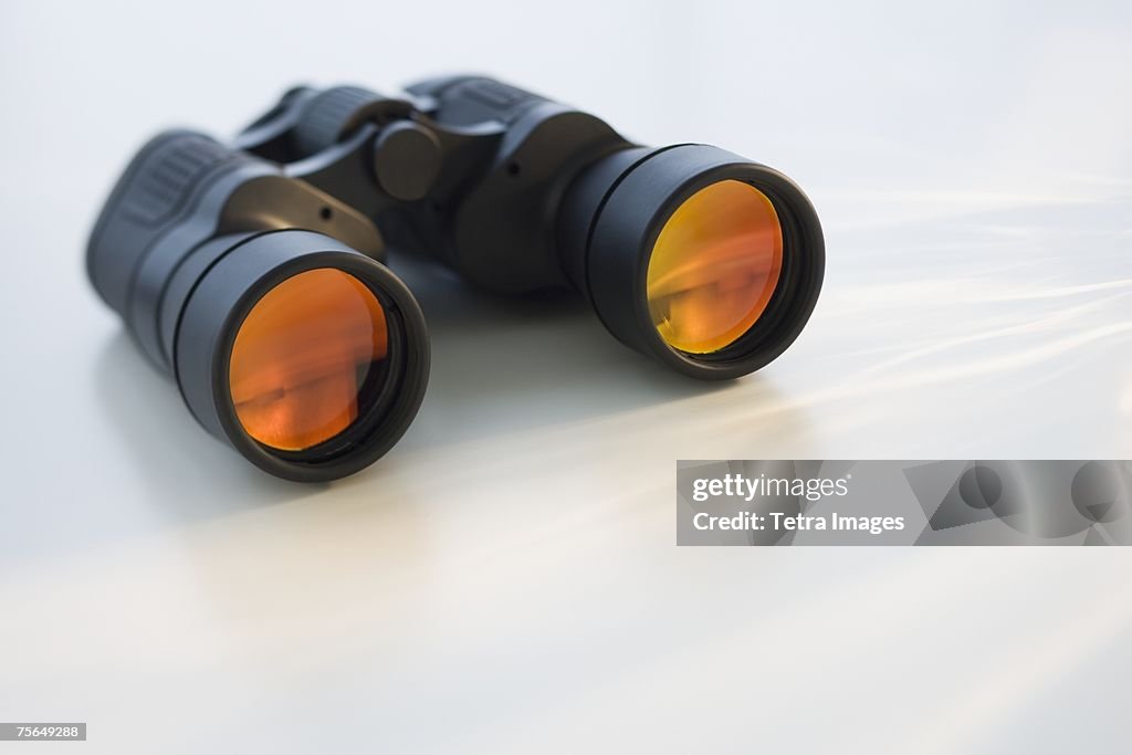 Binoculars on table