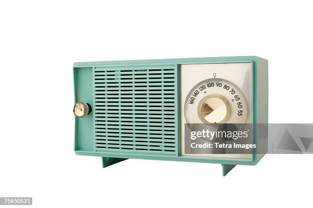 close up of old fashioned clock - radio stockfoto's en -beelden