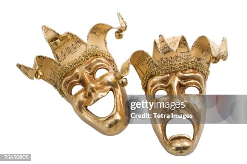 Gold comedy and tragedy masks Gold comedy and tragedy masks
