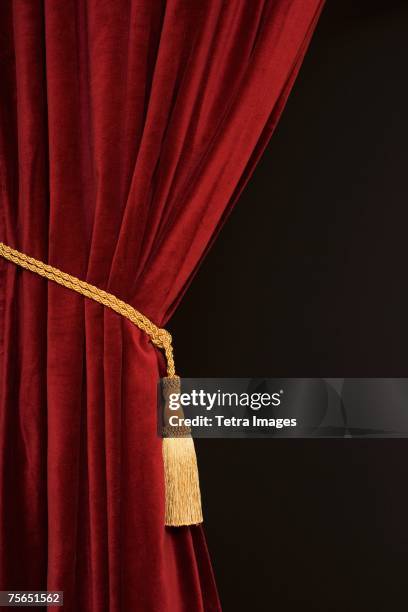 close up of curtain and tieback - rideau de scène photos et images de collection