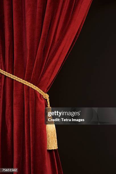 close up of curtain and tieback - stage curtain stock pictures, royalty-free photos & images