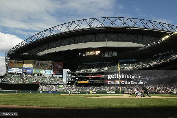 General view of Safeco Field is shown during the Seattle Mariners game against the Detroit Tigers on July 15, 2007 at Safeco Field in Seattle,...