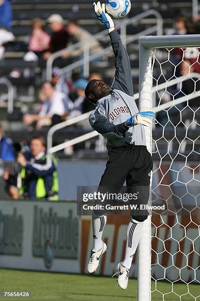 Bouna Coundoul of the Colorado Rapids prior to the MLS game against the Chicago Fire on April 15, 2007 at Dick's Sporting Goods Park in Commerce...