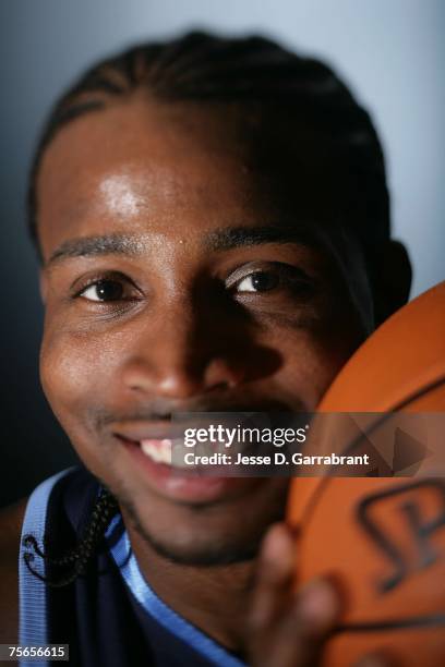 Dee Brown of the Utah Jazz poses for a photo during the 2006 NBA Rookie Photo Shoot on August 14, 2006 at the MSG Training Facility in Tarrytown, New...