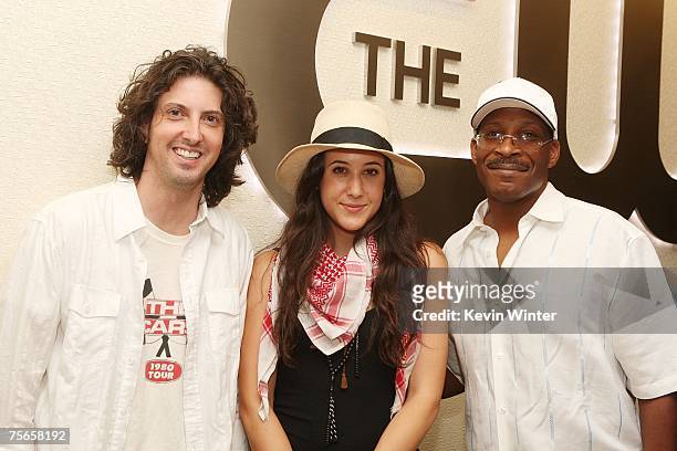 Mark Schwahn, writer/director/exec. Prod., One Tree Hill , singer/songwriter Vanessa Carlton and Leonard Richardson, Exec. VP of Music, pose at The...