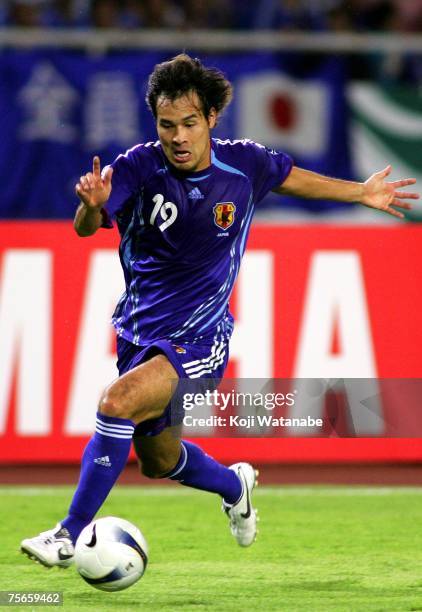 Naohiro Takahara of Japan in action during the AFC Asian Cup 2007 semi-final between Japan and Saudi Arabia at My Dinh National Stadium july 25, 2007...