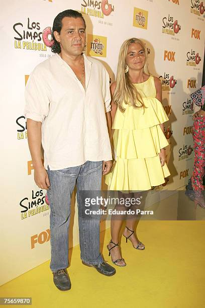 Leticia Sabater and guest arrive at "The Simpsons Movie" Madrid Premiere at Capitol Cinema on July 25, 2007 in Madrid, Spain.