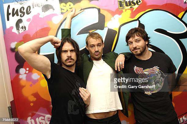 Musical artists Chris Joannou, Daniel Johns and Ben Gillies of Silverchair Visit "The Sauce" at Fuse Studios on July 25th, 2007 in New York City.