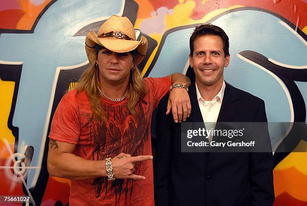 Musical artist Bret Michaels and Fuse President Eric Sherman Visit "The Sauce" at Fuse Studios on July 25th, 2007 in New York City.