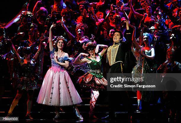 The cast of The Phantom of the Opera perform on stage at the photo call for the new production of Broadway's longest running musical "The Phantom of...