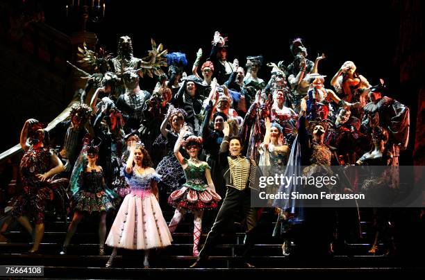 The cast of The Phantom of the Opera perform on stage at the photo call for the new production of Broadway's longest running musical "The Phantom of...