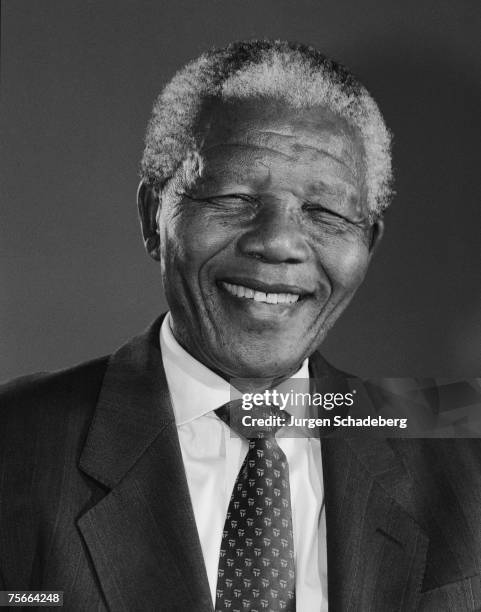 South African president Nelson Mandela, circa 1995.