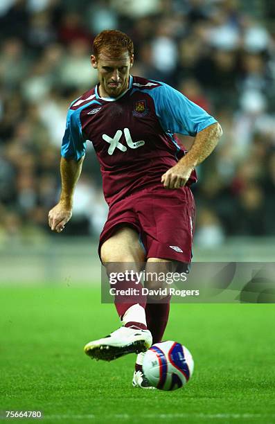 James Collins of West Ham United pictured during the pre-seaon friendly match between MK Dons and West Ham United at Stadium:Mk on July 25, 2007 in...