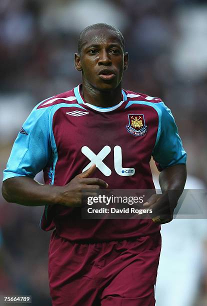 Luis Boa Morte of West Ham United pictured during the pre-seaon friendly match between MK Dons and West Ham United at Stadium:Mk on July 25, 2007 in...