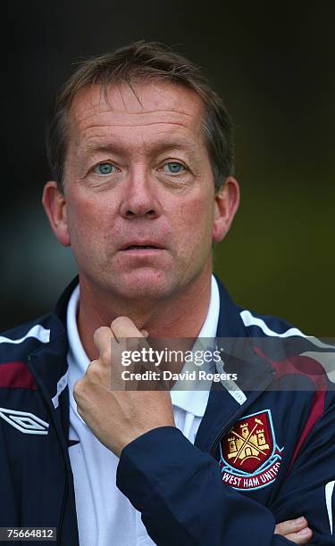 Alan Curbishley, the West Ham Manager pictured during the pre-seaon friendly match between MK Dons and West Ham United at Stadium:Mk on July 25, 2007...