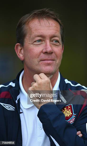 Alan Curbishley, the West Ham Manager pictured during the pre-seaon friendly match between MK Dons and West Ham United at Stadium:Mk on July 25, 2007...