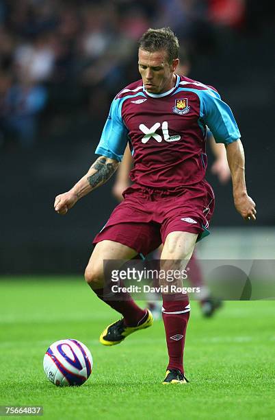 Craig Bellamy of West Ham pictured during the pre-seaon friendly match between MK Dons and West Ham United at Stadium:Mk on July 25, 2007 in Milton...