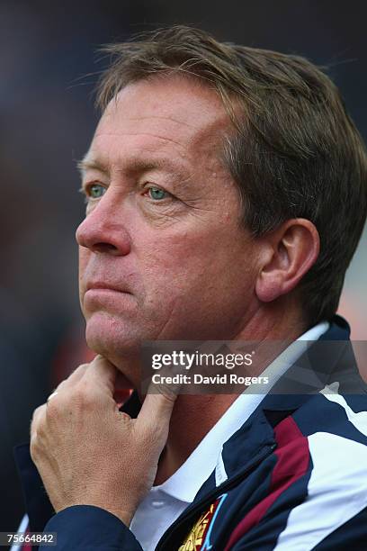 Alan Curbishley, the West Ham Manager pictured during the pre-seaon friendly match between MK Dons and West Ham United at Stadium:Mk on July 25, 2007...