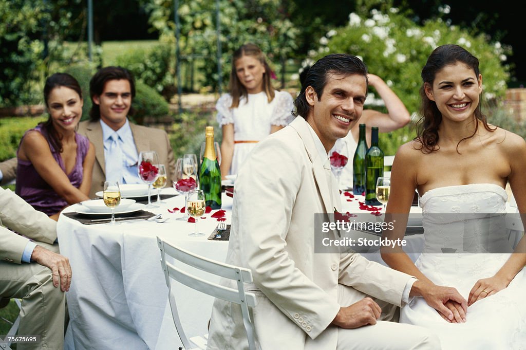 Newlywed couple at their wedding reception