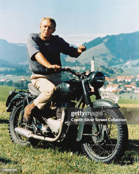 American actor Steve McQueen stars as Captain Virgil 'The Cooler King' Hilts in World War II drama 'The Great Escape', 1963.