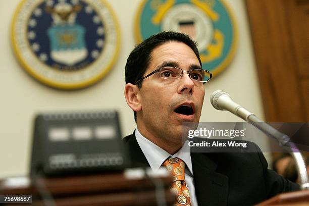 Lt. Col. Stephen Abraham of the U.S. Army Reserves speaks during a hearing before the House Armed Services Committee July 26, 2007 on Capitol Hill in...