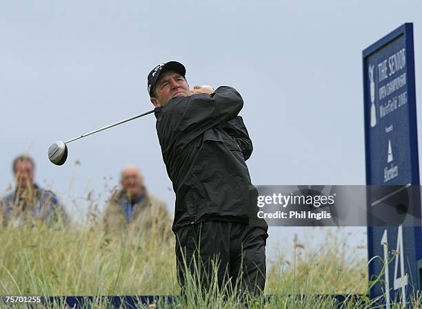Des Smyth of Ireland in action during the first round of The Senior Open Championship 2007 at the Honorable Company of Edinburgh Golfers, Muirfield...