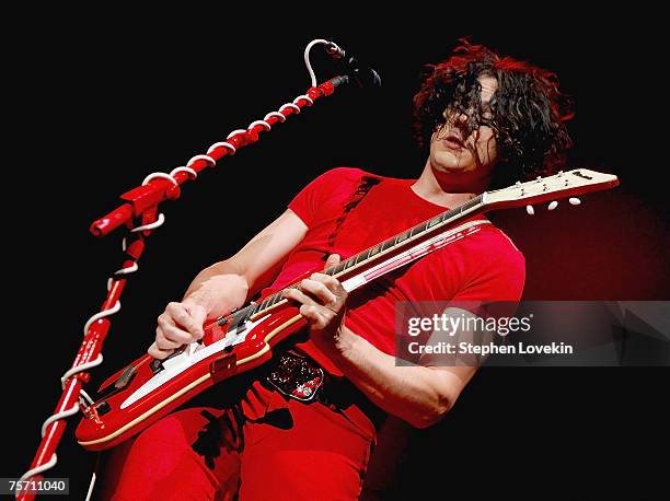 Musician Jack White of the White Stripes performing at Madison Square Garden on July 24th, 2007 in New York City.