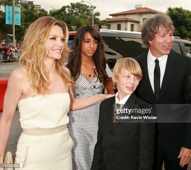 Actress Michelle Pfeiffer, daughter Claudia Rose, son John Henry, and husband writer/producer David E. Kelley arrive to the Los Angeles premiere of...